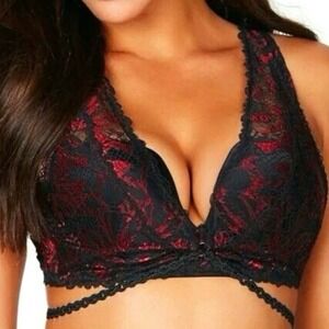 NWT PLEASURE STATE Wylder Wasabi Knockout Bra Couture Line Lace Silk Crimson 32D